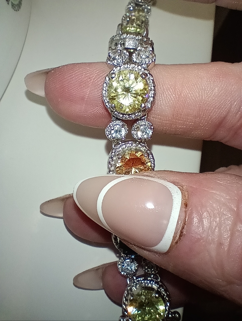 Curated Stylist Piece "Art Deco" Style Multicolored Gemstone Tennis Bracelet - Picture 4 of 6